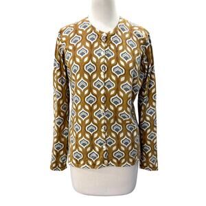 J McLaughlin Size M Cardigan Sweater Retro Print Lightweight Soft Modal READ
